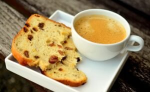 coffee, bread, food