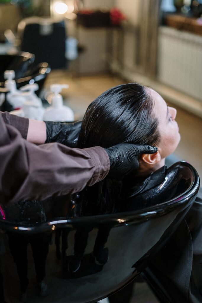 Woman Having Her Hair Rinse