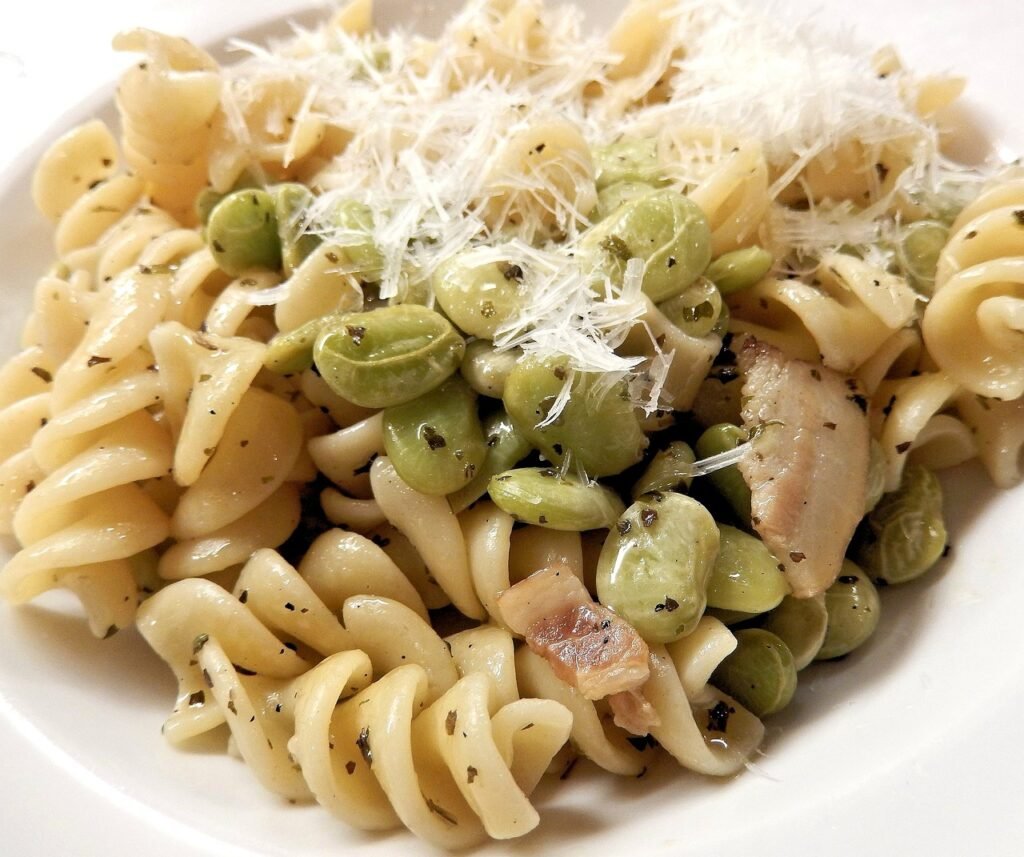 pasta, lima beans, parmesan